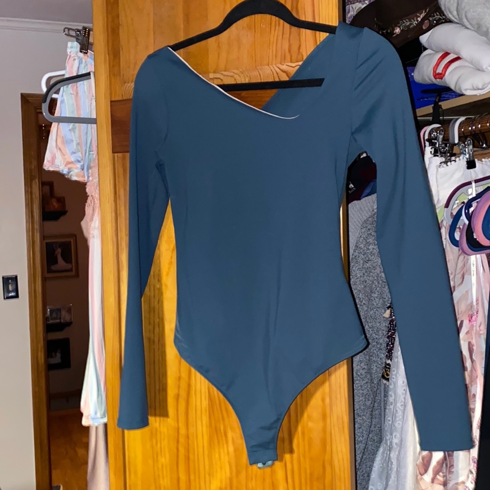 Free People Asymmetrical Long Sleeve Bodysuit